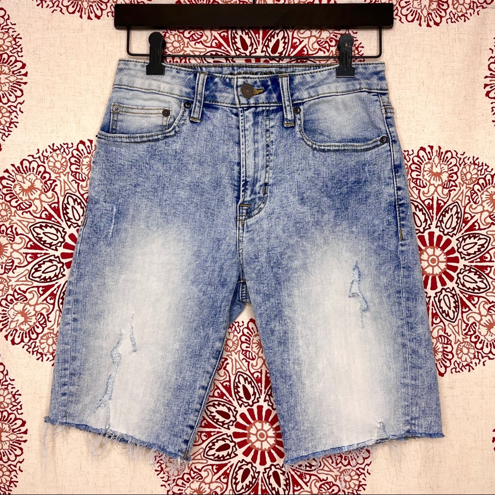 AEO American Eagle Blue Cutoff Jean Shorts Size 28 6 Stretch Denim Distressed
